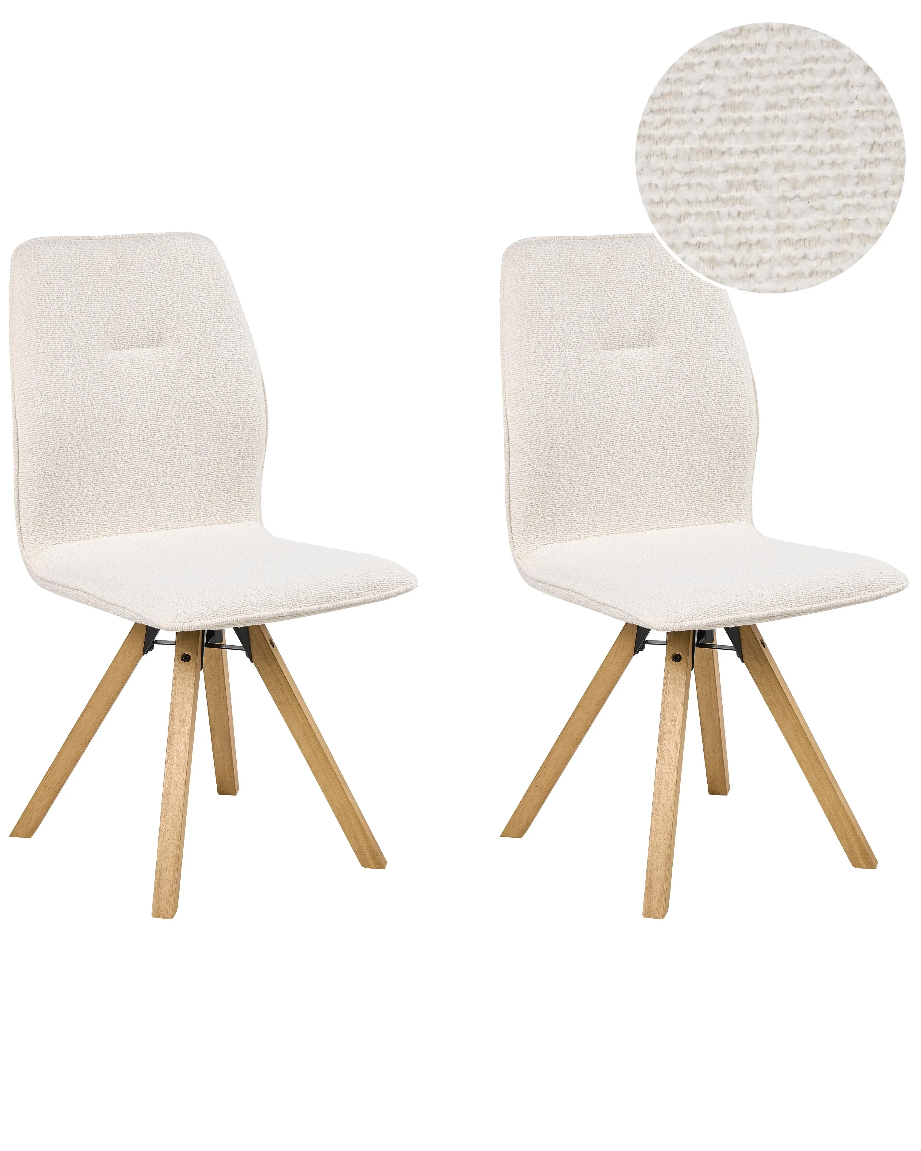 Set di 2 sedie da pranzo Bouclé Bianco sporco con braccioli
