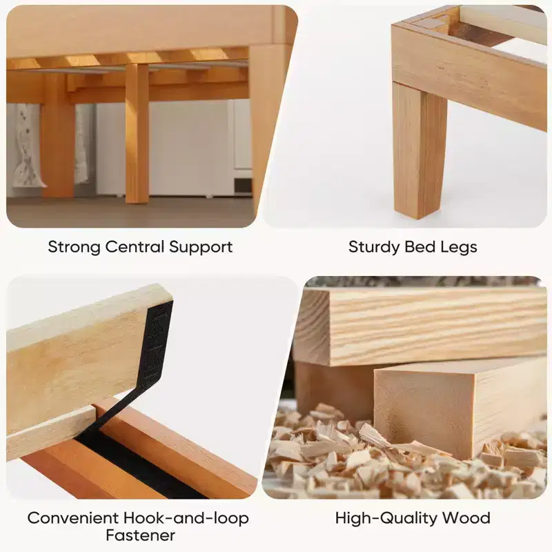 MAYEERTY No-Spring Wooden Bed Frame with Sturdy Slats, Minimalist Design & Easy Installation