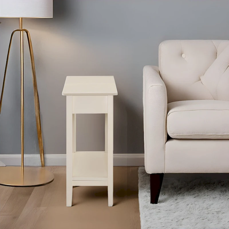 Stylish Slim End Table, Narrow Nightstand, and Skinny Bedside Table