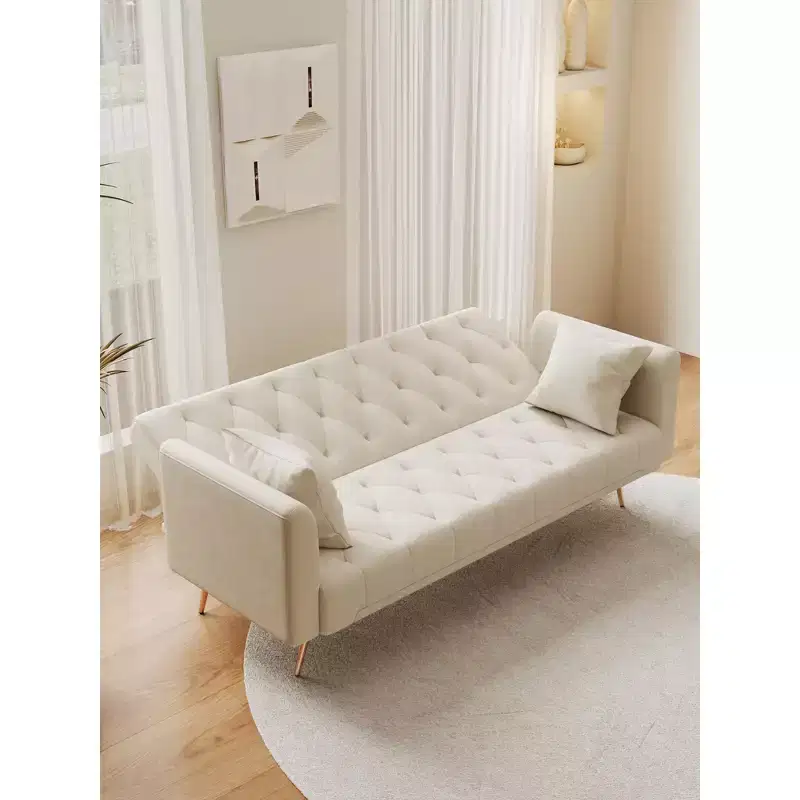 71 Inch Convertible Velvet Loveseat Sofa Bed, 3 Recline Positions, 600 lb, Metal Legs