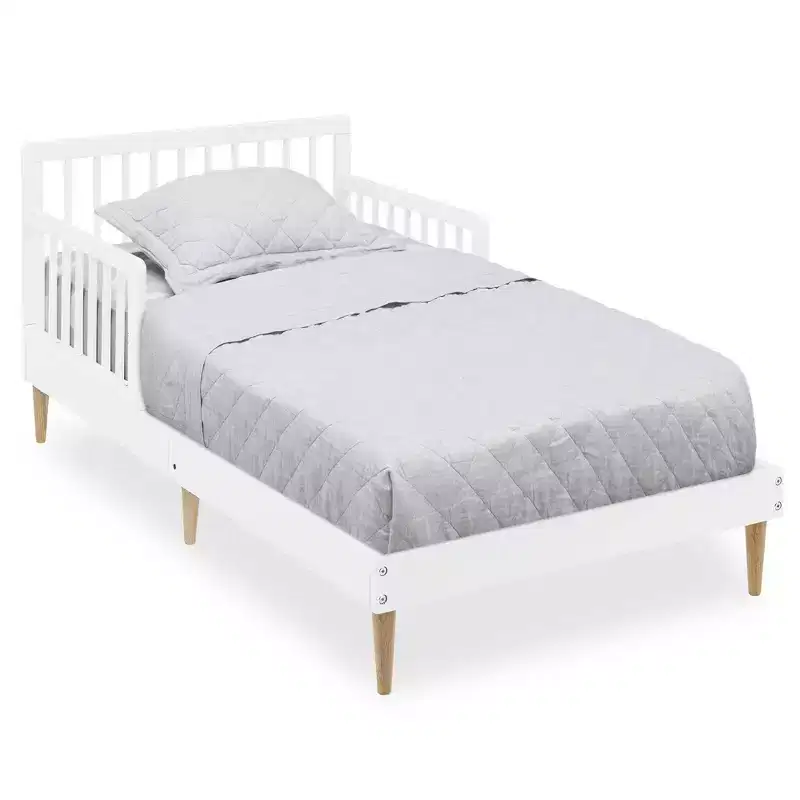 Delta Children Jordan Toddler Bed - Bianca White: Standard Crib/Toddler, Pine Frame, Modern Decor Style