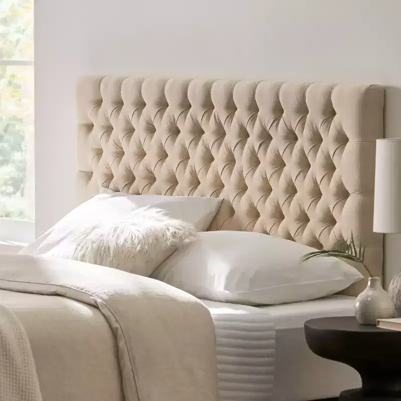Contemporary Tufted Adjustable Upholstered Queen Headboard
