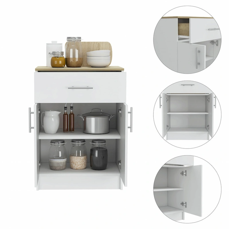 34 Light Oak and White Pantry Cabinet