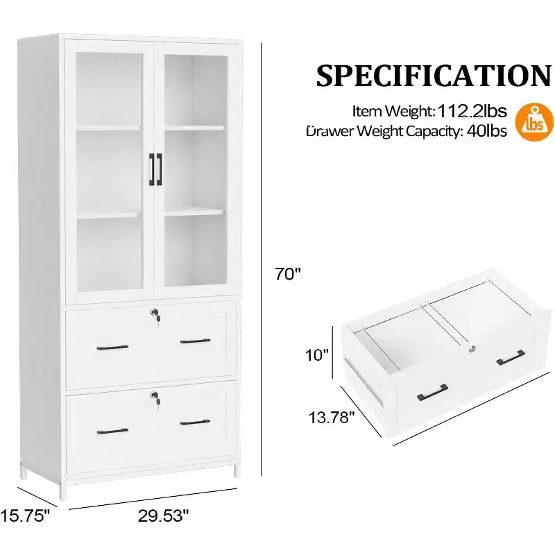 Karl Home 2-Drawer White MDF (Medium-Density Fiberboard) 29.53in. W File Cabinets