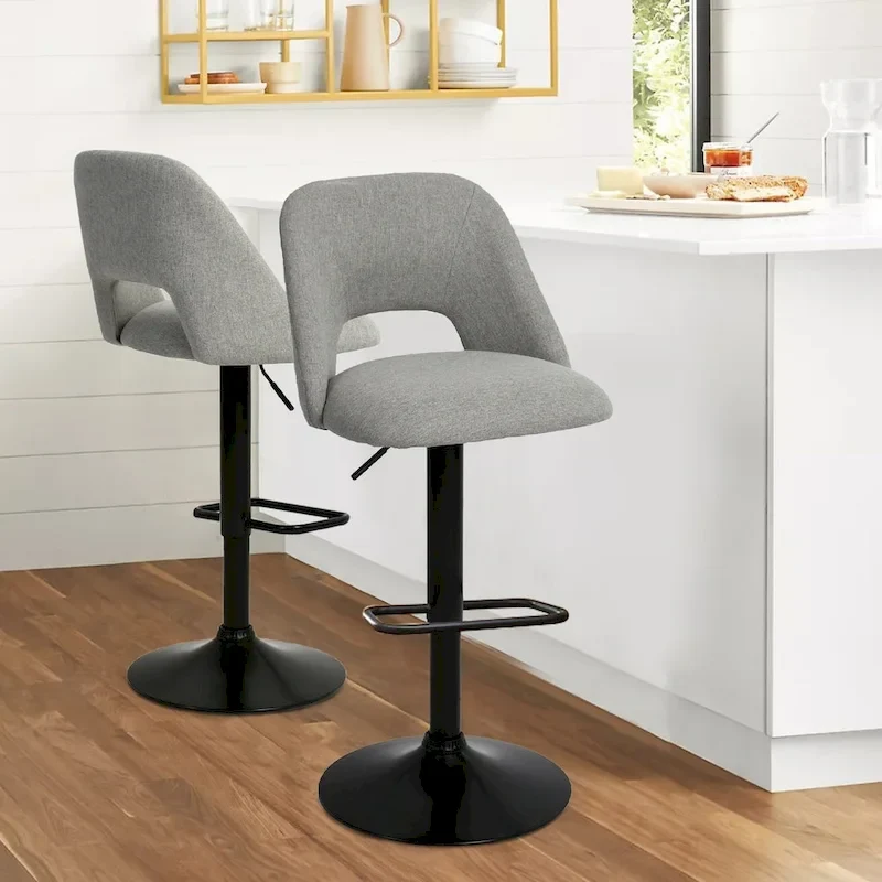17.7 Bigger Base Vinyl Adjustable Height Swivel Bar Stool, Set of 2 - 32x17x17