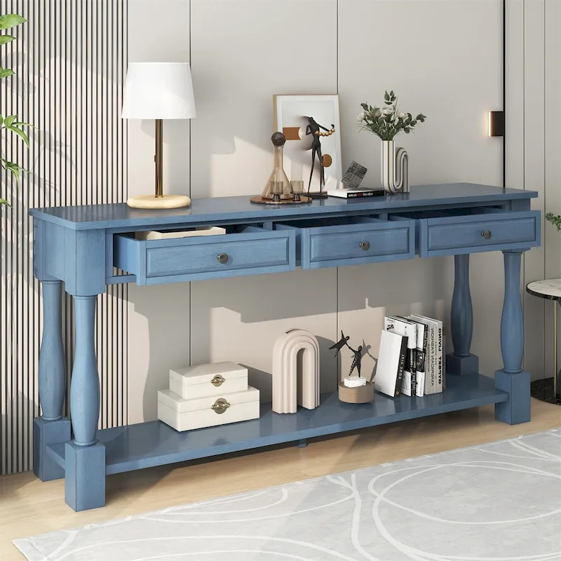 Merax 64 Long Extra-thick Console Table with Drawers and Shelf