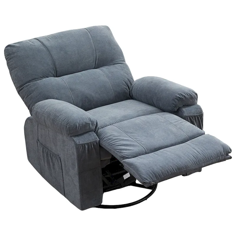360 Linen Swivel Rocker Recliner with Side Pockets