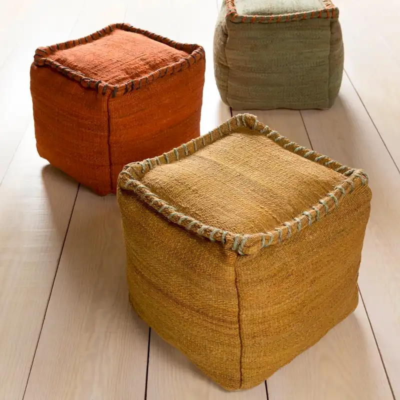 Square Jute Pouf 18-inch