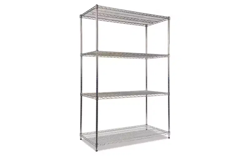 Alera NSF Certified Industrial Four-Shelf Wire Shelving Kit, 48w x 24d x 72h, Silver