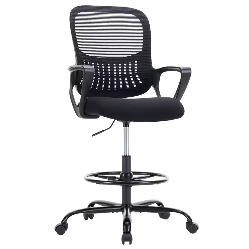 Okak Modern High Office Chair with Adjustable Foot Ring, Computer Chair with Mesh Backrest, Swivel Chair for Study, Reading Room, Office