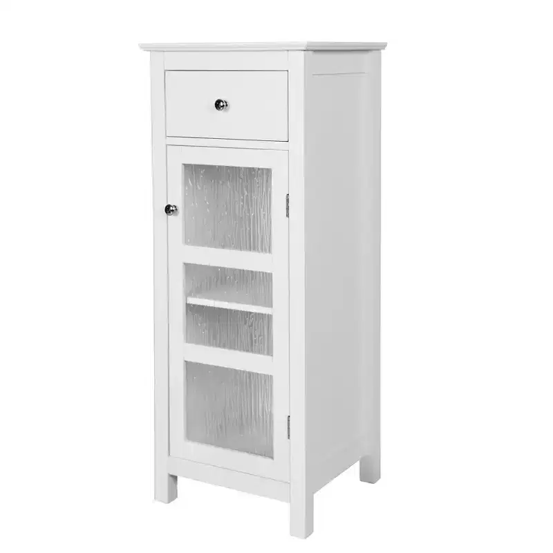 Teamson Home Connor Floor Cabinet with Adjustable Shelf and Drawer, White