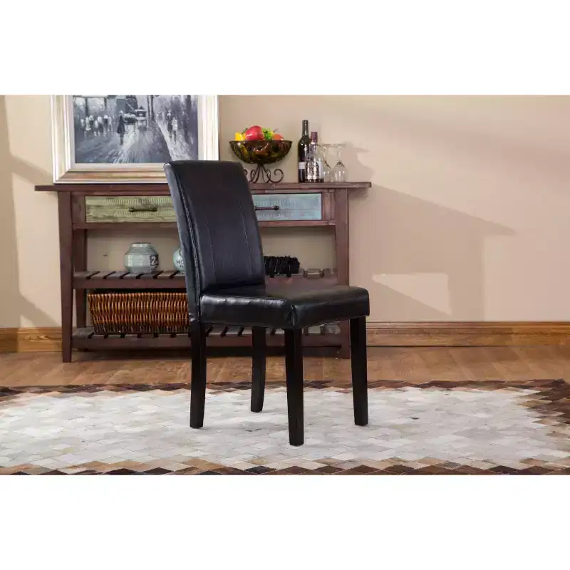 Okak Urban Style Dining Chairs Parson Chairs Set of 2, Faux Leather Upholstery with UV-Resistant, Solid Wood Espresso Legs & Slim Back