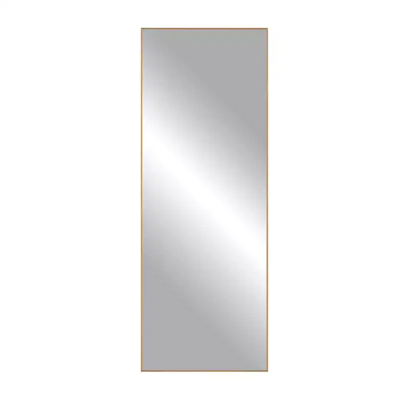 Aluminum Slim-Frame Gold Full-Body Straight Rectangle Mirror with Stand