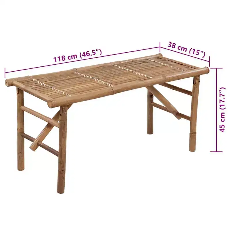 vidaXL Garden Bench Natural Bamboo Medium Foldable