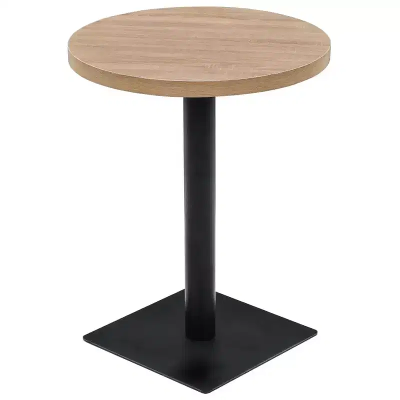 vidaXL Bistro Table Kitchen Bar Table Dining Room Table Engineered Wood and Steel Round - Oak  23.6 x 29.5