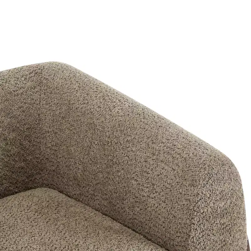 Birch Wood Boucle Upholstered Club Chair