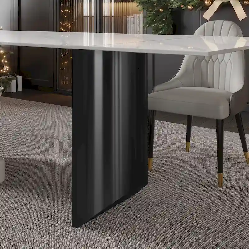 9-Piece Extendable Dining Table Set with 8 Upholstered Chairs
