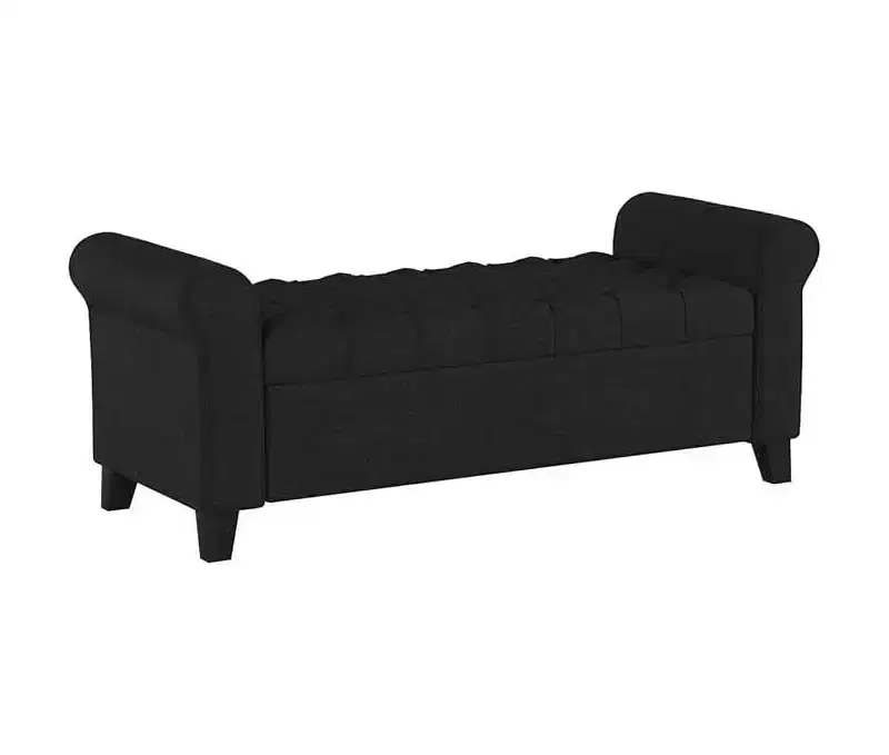 Okak Luxury Modern Storage Ottoman Bench with Rolled Arms Diamond Button-Tufted Storage Foot Rest Stool for Living Room,Entryway,Bedroom