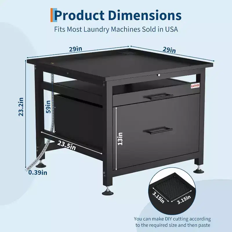 Heavy-Duty 29 Washer/Dryer Pedestal with Drawer & Shelf, 850lb Capacity & Anti-Vibration Base for Most Machines