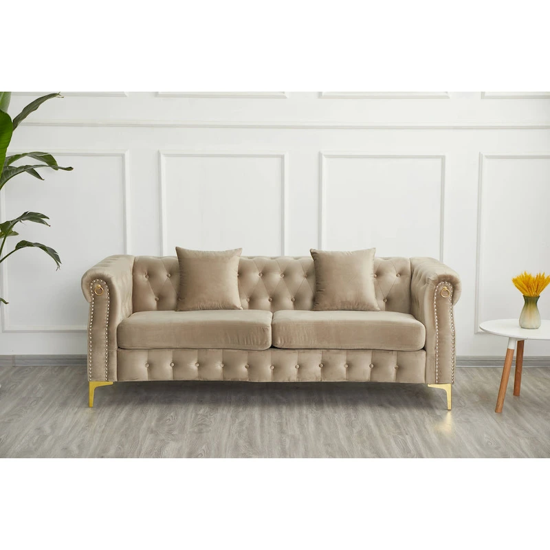 Velvet 2 Piece Loveseat and Sofa Living Room Set