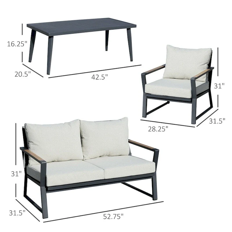 Patio Furniture Set,Aluminum Conversation Set,Outdoor Garden Sofa Set