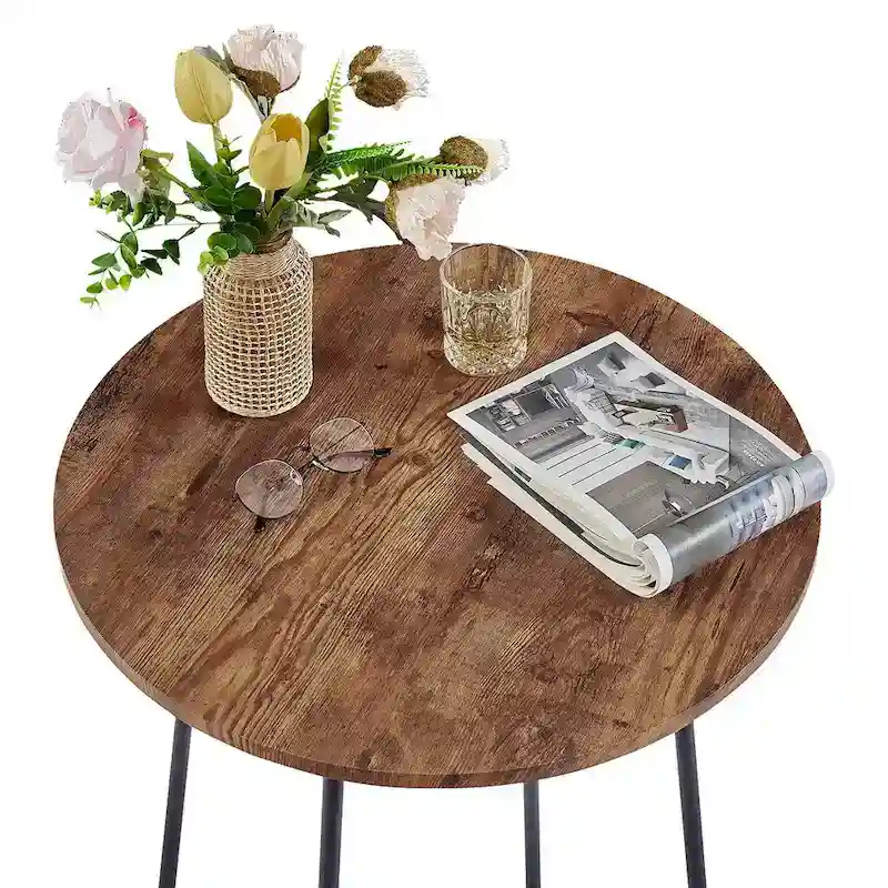 35.4 High Round Bar Table, Industrial Style Wood Top Bistro Pub/Breakfast Table