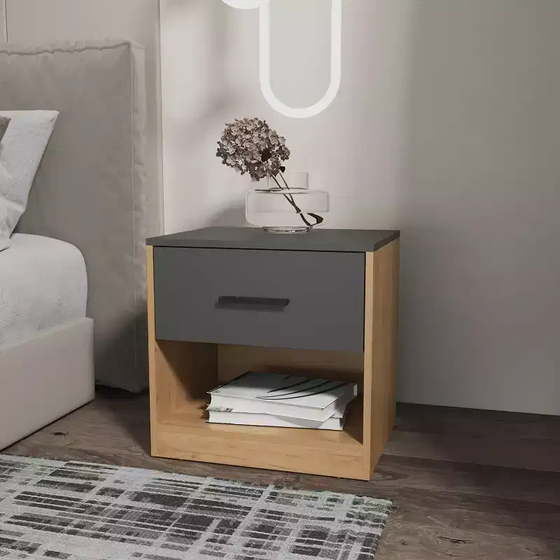 Multicolored 1-Drawer Nightstand, Bedroom Side Table for 1