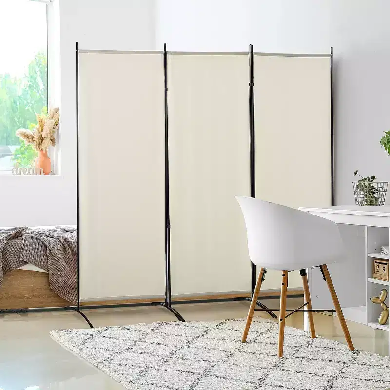 3 Panel Room Divider Indoor Privacy Screen for Home Beige 99.5x71.75x19.75