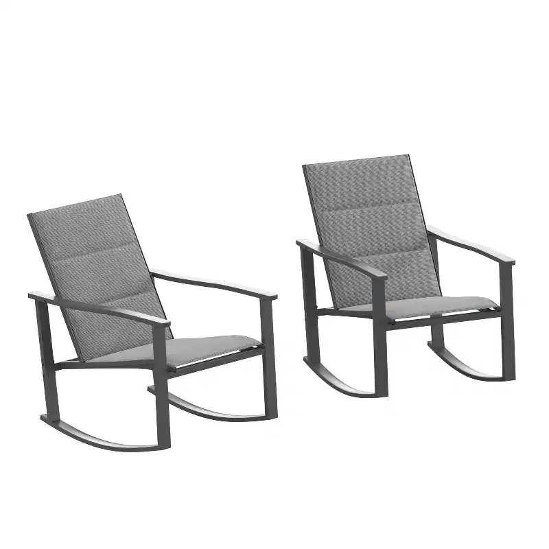 Flash Furniture Brazos Set of 2 Outdoor Rocking Chairs with Flex Comfort Material and Metal Frame