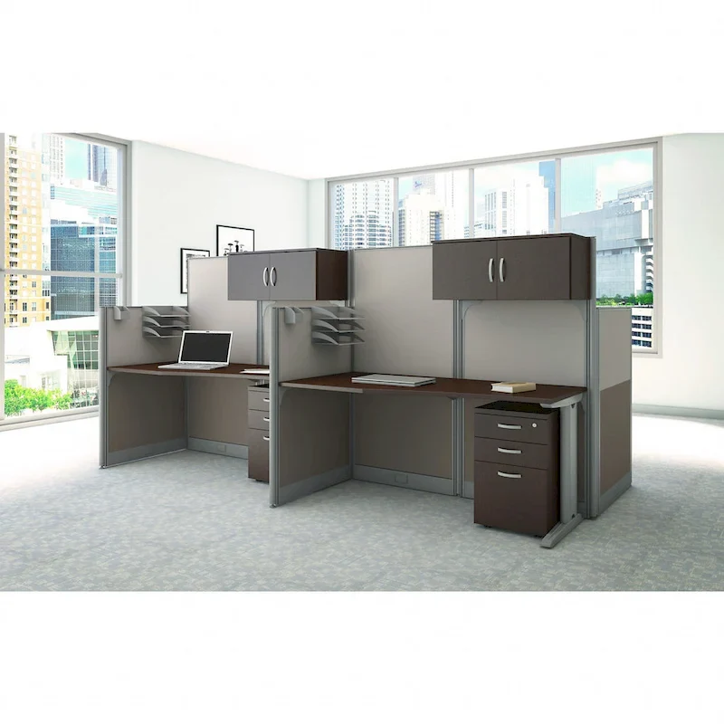 Cherry/White 4-Piece Office Storage Set – Cabinet, Mobile File Cabinet & Desk Organizers, 1-Person