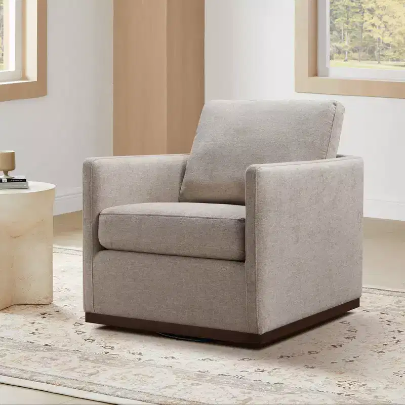 Modern Swivel Accent Chair with Arms, Mid-Century Style, 360-Degree Swivel