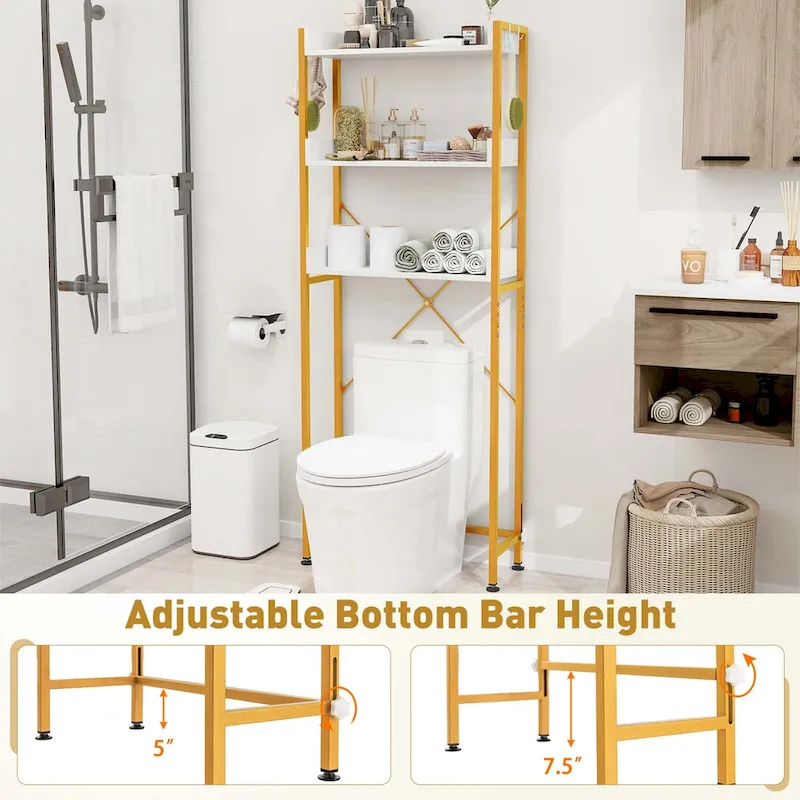Costway 3-Tier Over-The-Toilet Bathroom Shelf Metal Frame Space Saver - See Details