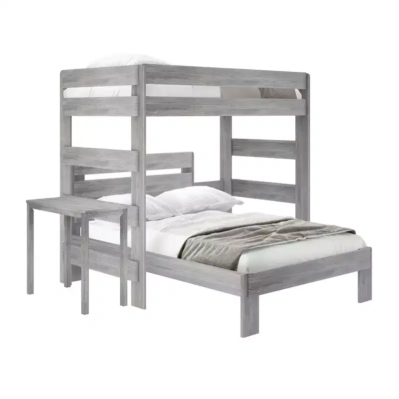 Plank+Beam Solid Wood Farmhouse Twin over Full L-Shaped Bunk Bed Bed with Desk