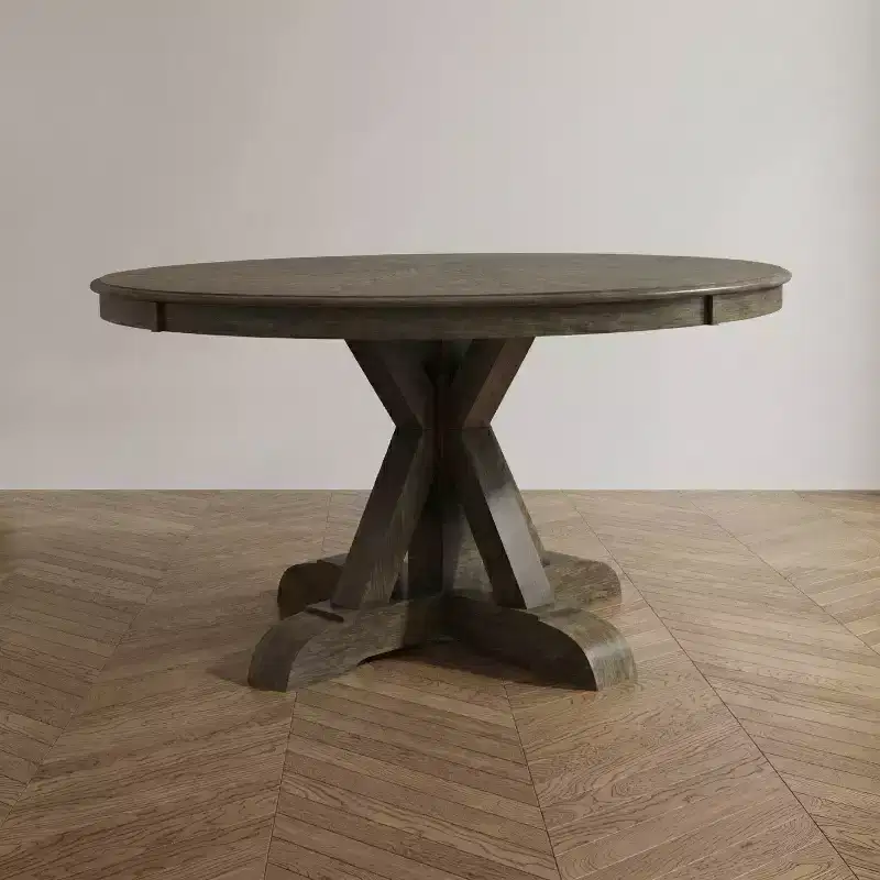 Transitional Round Dining Table Light Oak