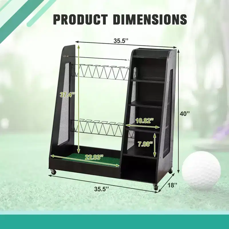 Golf Bag Organizer for Garage, Premium Wooden Golf Clubs Storage Rack Fit 2 Golf Bags, Golf Trunk Organizer for Car Garage Club Shed Basement