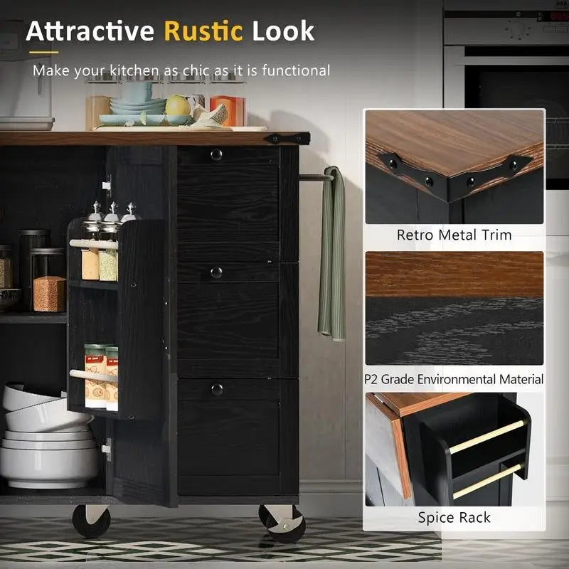 Mairi 54.5 Farmhouse Kitchen Island with Power Outlet