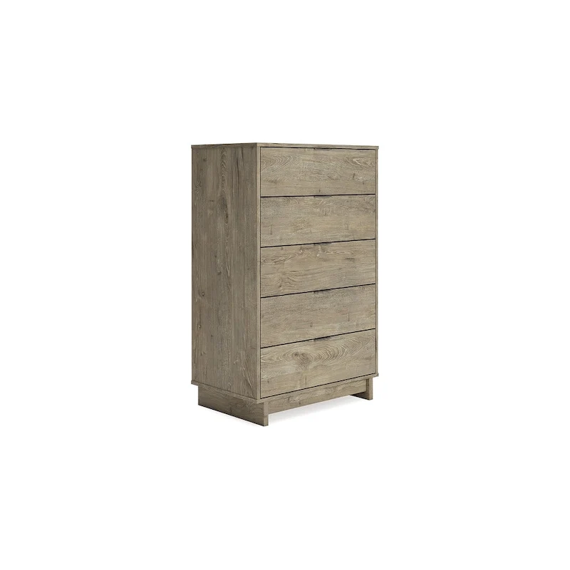 Natural / Natural Brown Woodgrain Laminate Dresser with Smooth-Glide Drawers, 5-Drawer or 6-Drawer for 1 Person