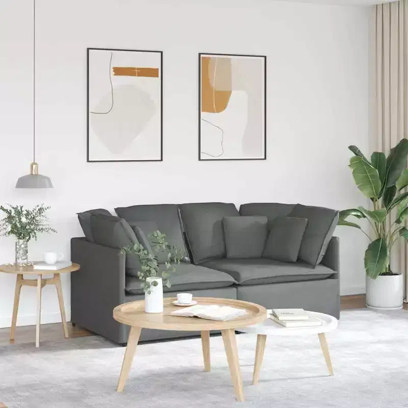 vidaXL Modular Sofa with Cushions - Velvet Dark Gray, 78.7x39.4 Durable Metal Frame for Living/Bedroom