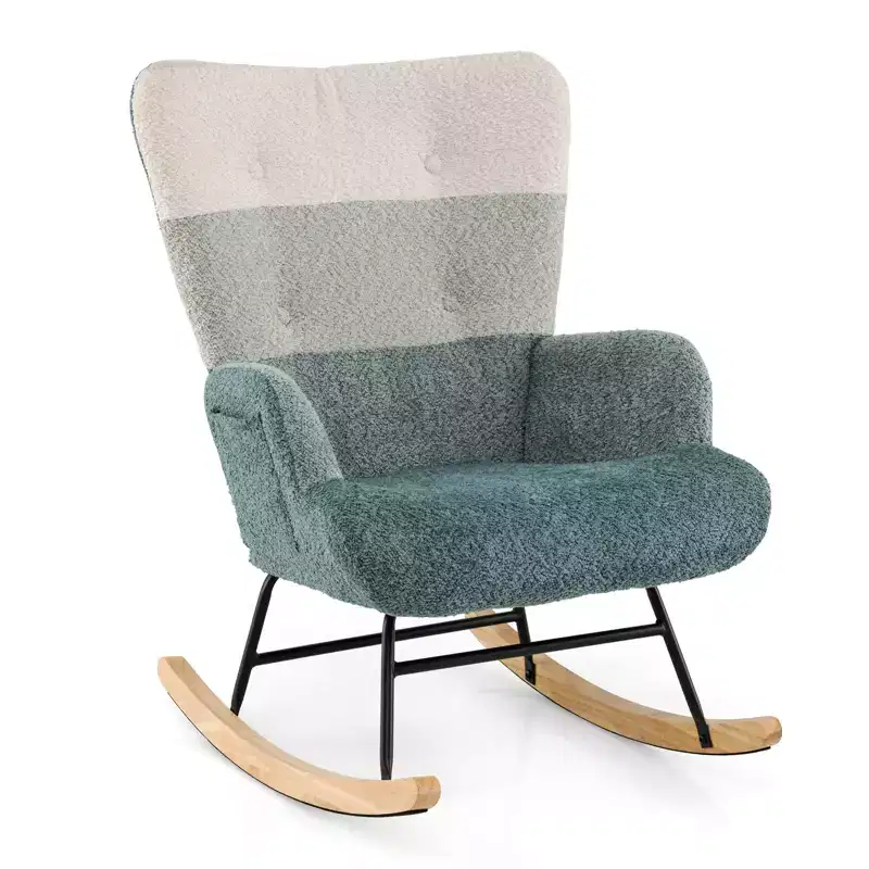 Costway Nursery Rocking Chair w/ Ergonomic Armrests & High Backrest Side Pocket