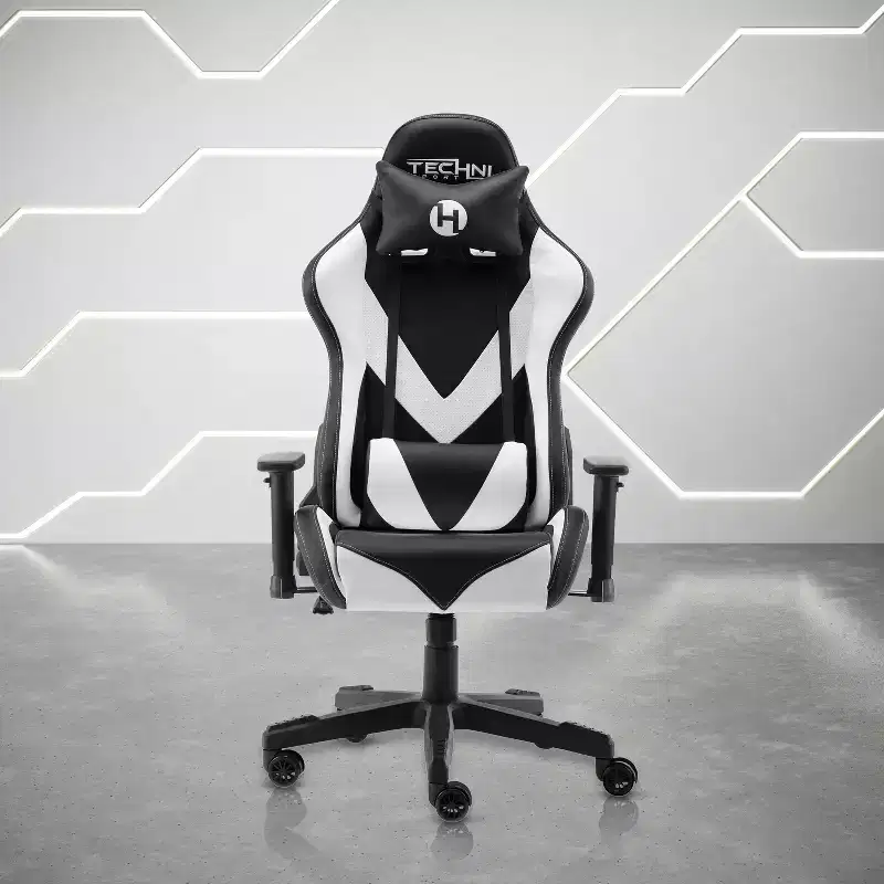 TUYOHW Adjustable Ergonomics Gaming Chair,360 Swivel Office Chairs with Head&Lumbar Pillow,90-150 Reclining Chair for Office&Home,250lbs Max,White