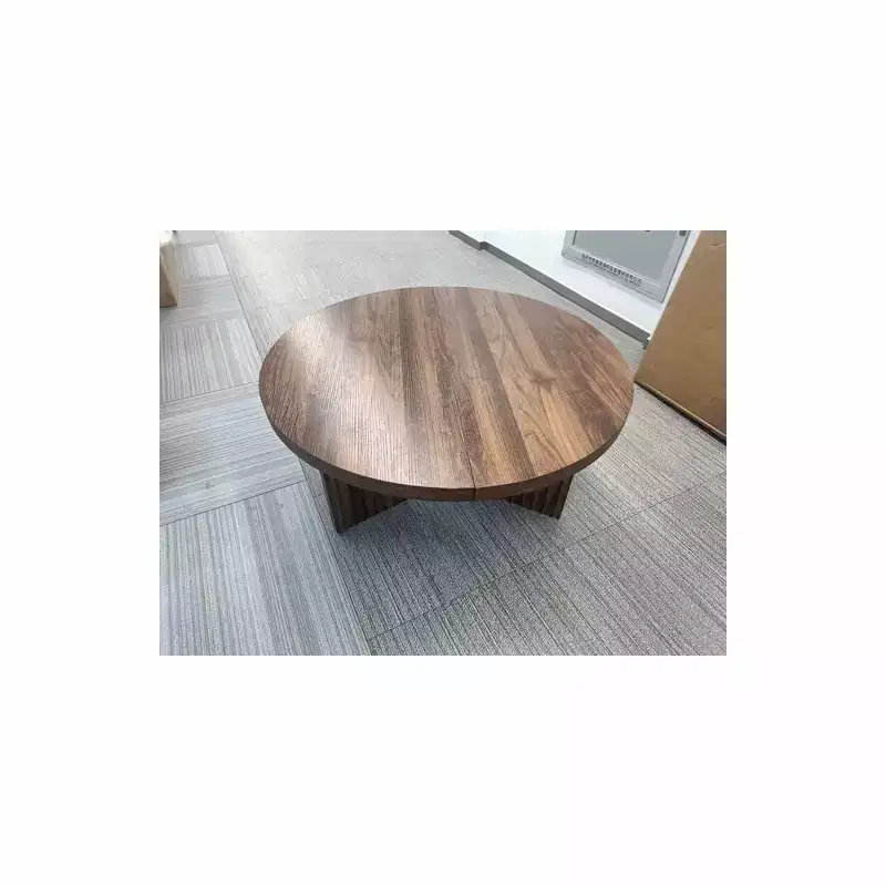 Round Coffee Table, Farmhouse Small Wooden Coffee Table with 3 Strong Legs, Easy Assembly