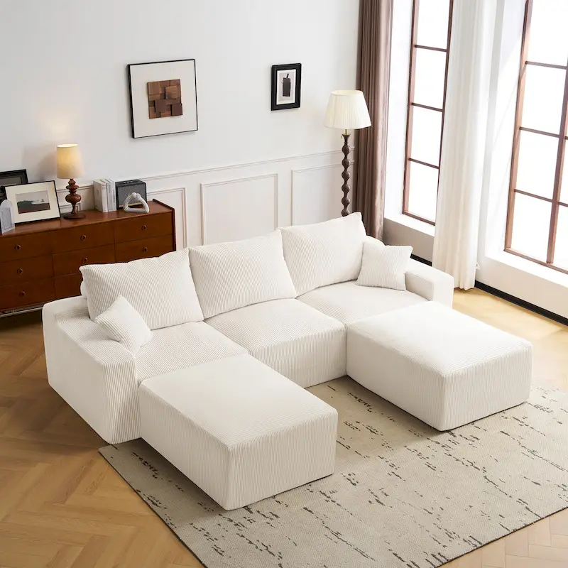 Olivia Morgan Ultra-Soft Modular 110-Inch L-Shaped Cloud Sofa With No-Assembly, Full-Compression Comfort
