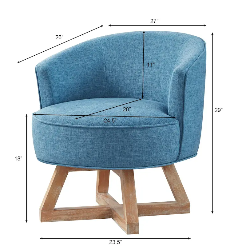 GDFStudio Swivel Accent Chair with Cross-shaped Wooden Base