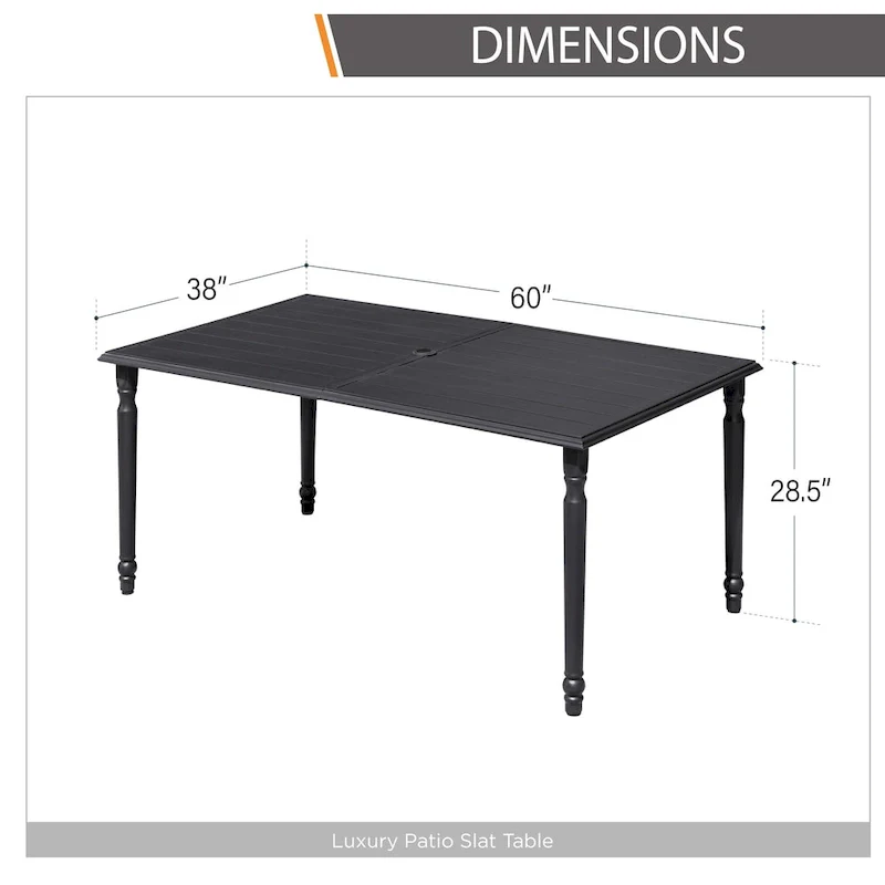MAISON ARTS 7-piece Metal Rectangle Patio Outdoor Dining Set with Slat Table and Textilene Swivel Chairs