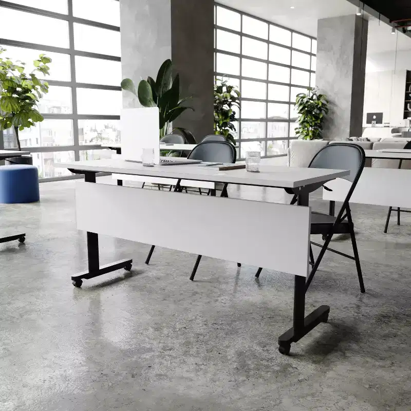 Heavy-Duty Nesting Flip Training Table with T-Legs, Modesty Panel and Cable Management