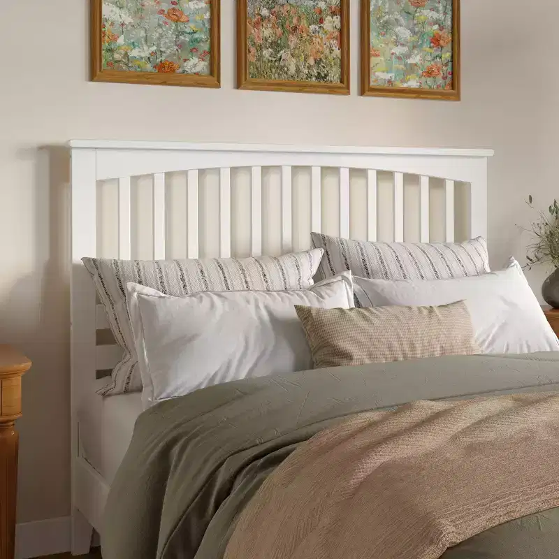 AFI Queen Mission Headboard White: Classic Wood Panel