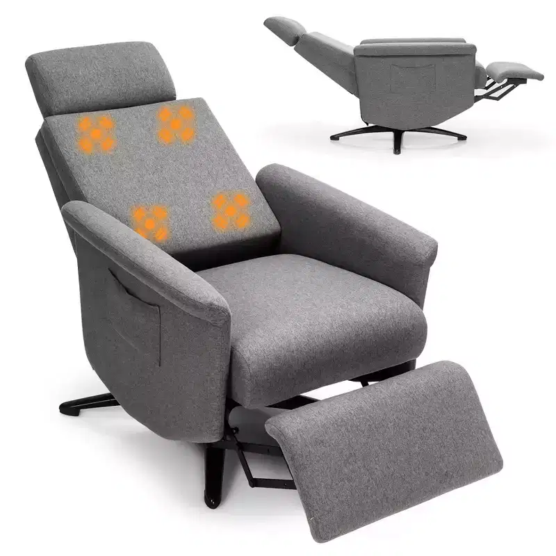 Massage Recliner Chair Vibrating Sofa w/ Remote Control&Adjustable Headrest Grey