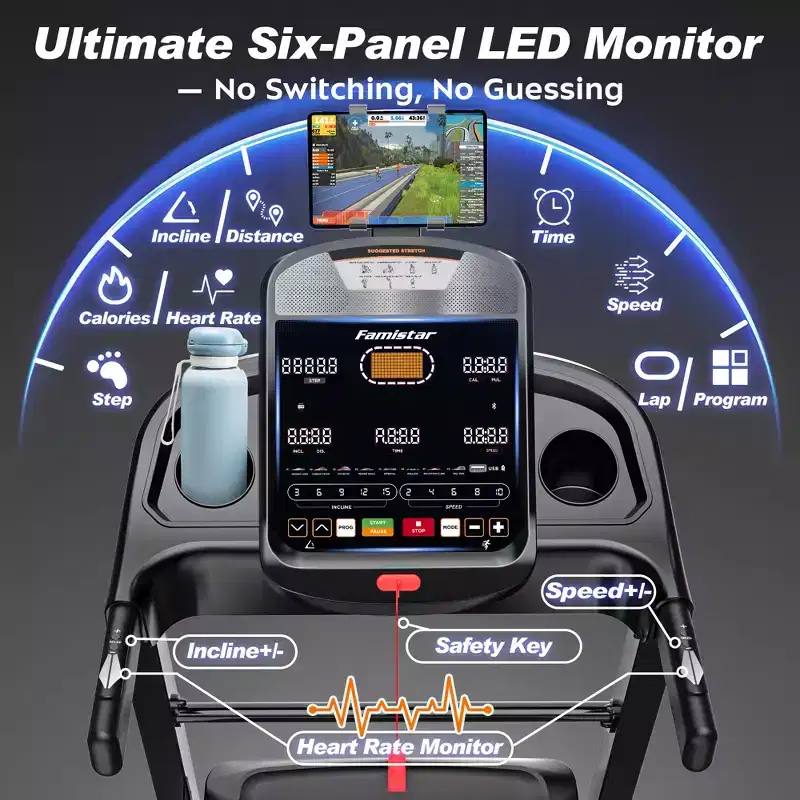 Home Treadmill with 5.0HP Brushless Motor, 400 lbs Capacity, 020% Auto Incline & App Connectivity