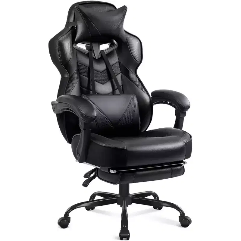 Luxury Gaming Chair High Back Office Chair with Footrest Massage Lumbar Support Reclining Computer Chair