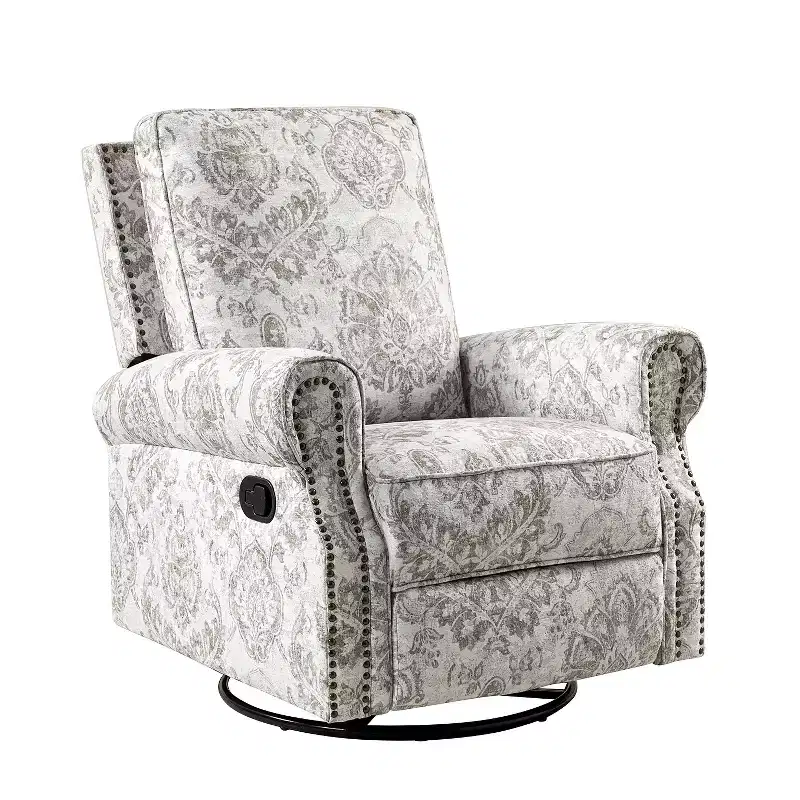 Manual Swivel Glider Recliner with Nailhead Trims for Living Room